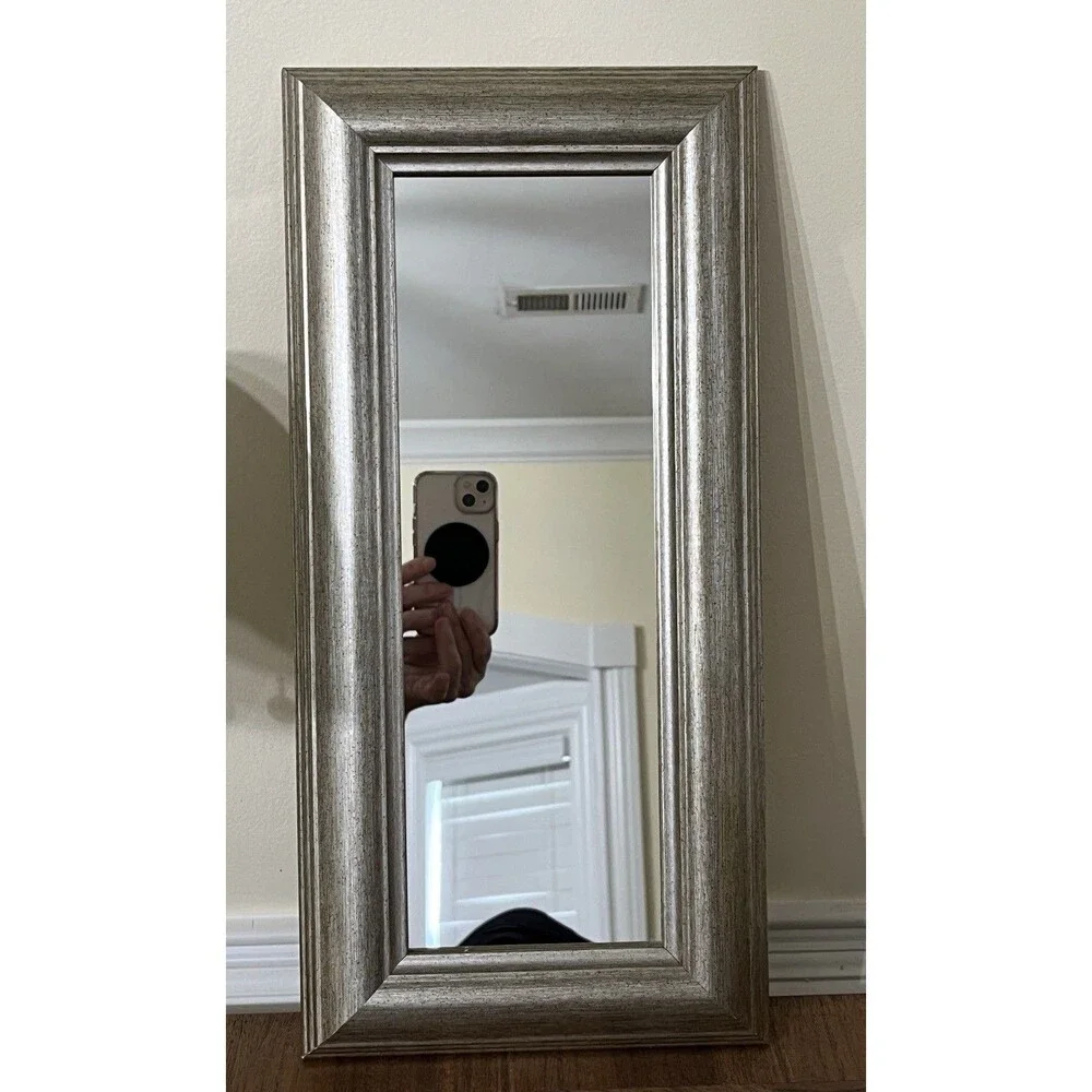 Rectangular Wall Gallery Framed Retro Mirror Silver Made In Canada 17x8.25in
